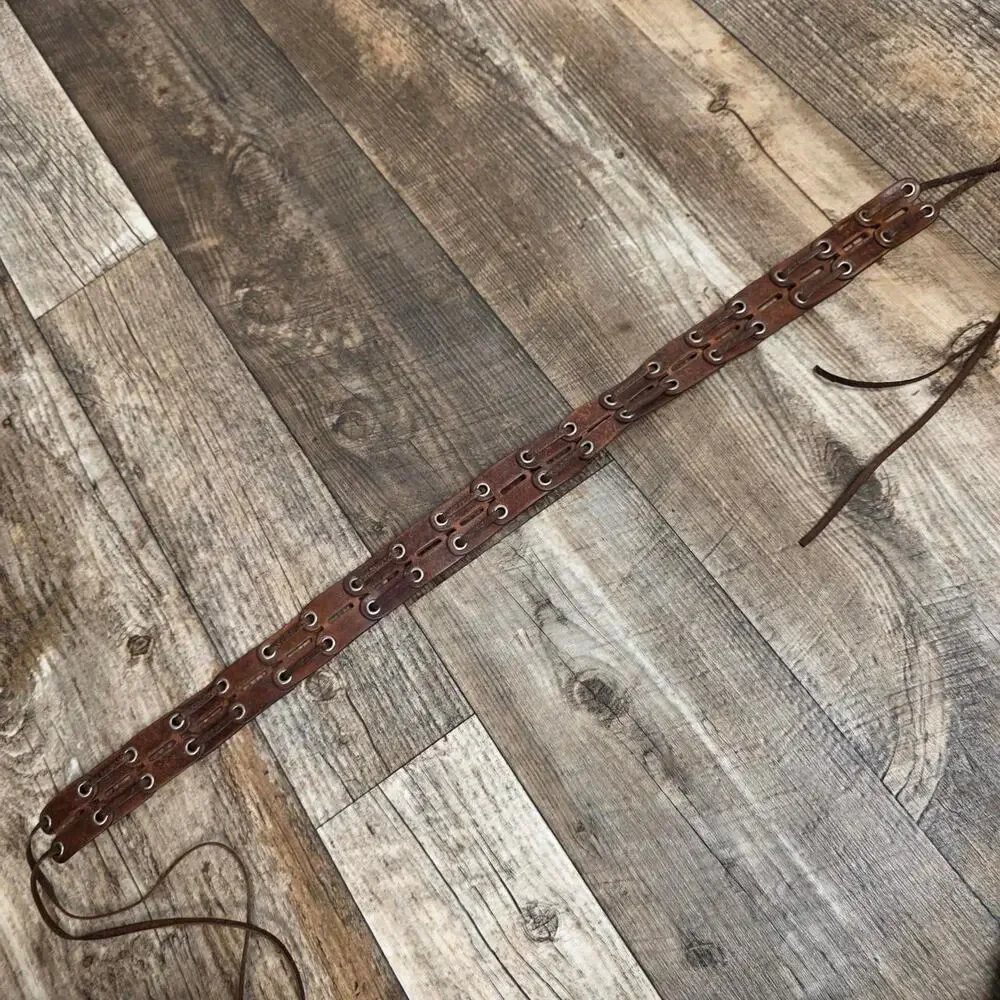 Y2k Brown Lether Belt Tie Western Boho Festival American Eagle Costal Cowgirl - Picture 2 of 7